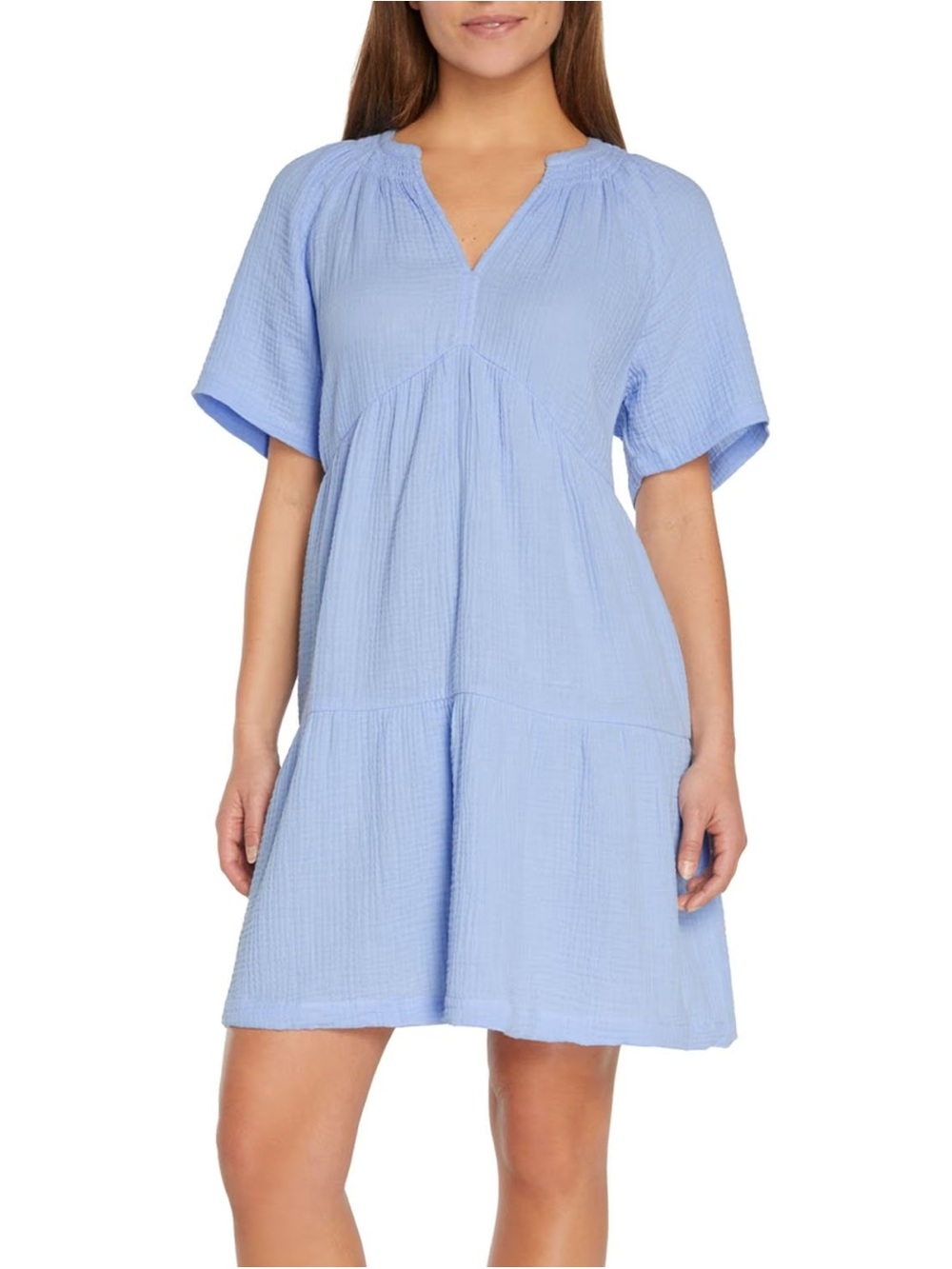 Gap Women’s Light Blue Women's Crepe Short Sleeve Dress (100% Cotton)